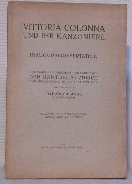 Vottoria Colonna und ihr Kanzoniere. Diss.