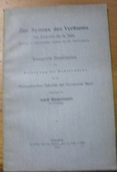 Zur Syntax des Verbums bei Antoine de la Sale. Beitrag … | Immagine principale