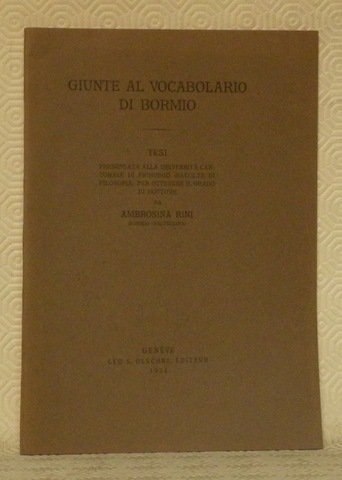 Giunte al vocabolario di Bormio. Tesi.