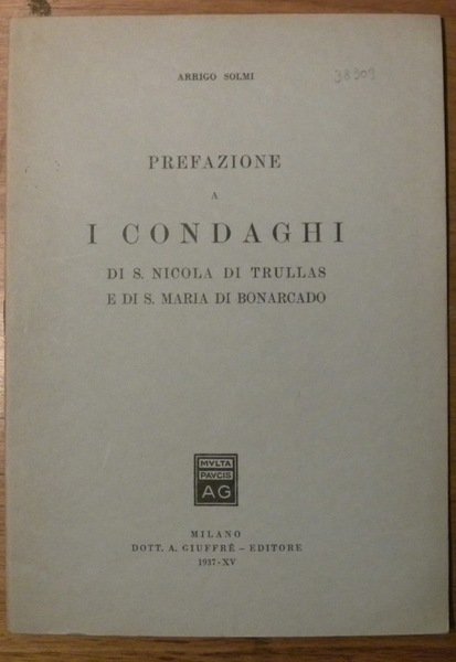 Prefazione a i condaghi di S. Nicola di Trullas e …