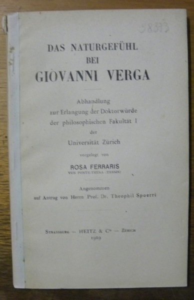 Das Naturgefühl bei Giovanni Verga. Abhandlung. | Immagine principale