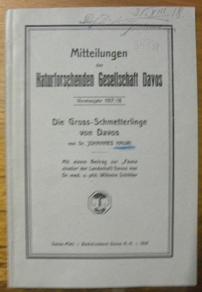 Die Gross-Schmetterlinge von Davos. Mittheilungen der Naturforschenden Gesellschaft Davos. | Immagine principale