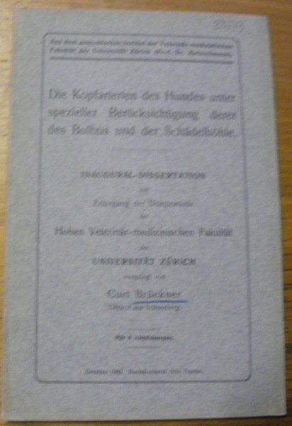 Die Kopfarterien des Hundes unter spezieller Berücksichtigung derer des Bulbus …