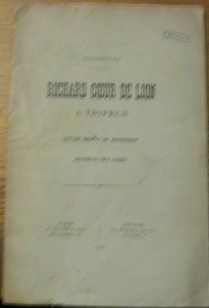Richard Coeur de Lion à Trifels. Lettre inédite de Grandidier … | Immagine principale