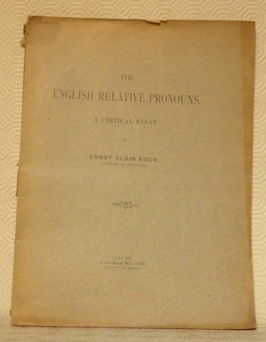 The english relative pronouns. A critical essay. Dissertation. | Immagine principale