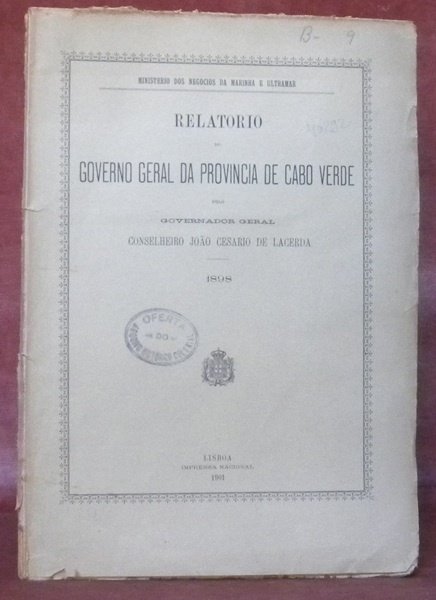 Estado da India. Relatorio di Governador Geral. 1890. Ministerio dos …