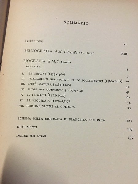 Francesco Colonna, Biografia e Opere. 2 volumes. Volume I Biografia …