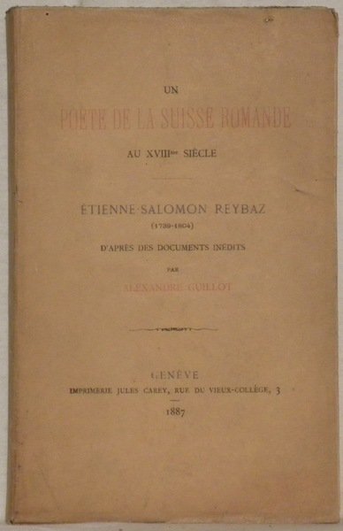 Un poète de la Suisse romande au XVIIIe siècle : …