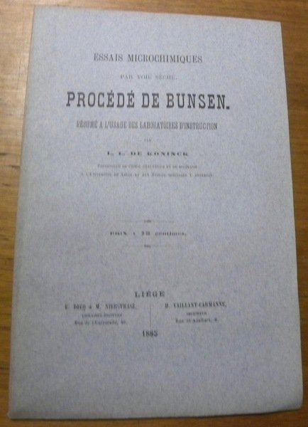 Essais microchimiques par voie sèche. Procodé de Bunsen. Résumé à …