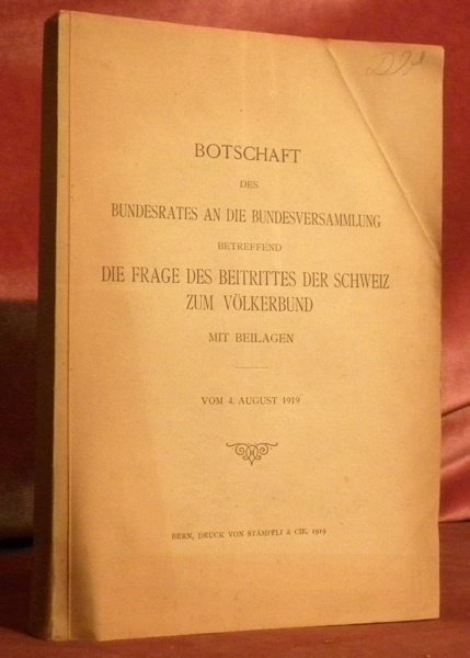 Botschaft des Bundesrates an die Bundesversammlung Betreffend die Frage des …