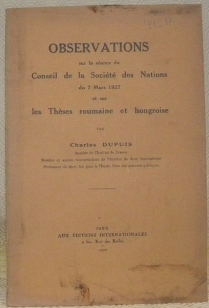 Observations sur la séance du Conseil de la Société des …