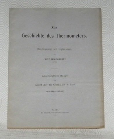 Zur Geschichte des Thermometers. Wissenschaftliche Beilage zum Bericht über Gymnasium …