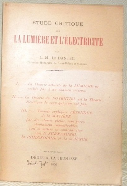 Etude critique sur la lumière et l’électricité.