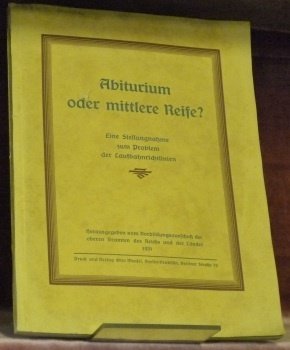 Abiturium oder mittlere Reise ? Eine Stellungnahme zum Problem der … | Immagine principale