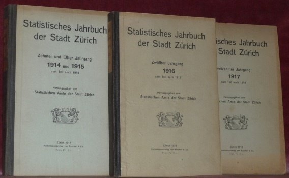 STATISTISCHES JAHRBUCH der Stadt Zürich. (Drei Bände). Zehnter und Elfter …