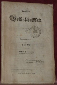 Bernisches Volksschulblatt. Erster Jahrgang. Zweite Hälfte des Jahres 1854. | Immagine principale