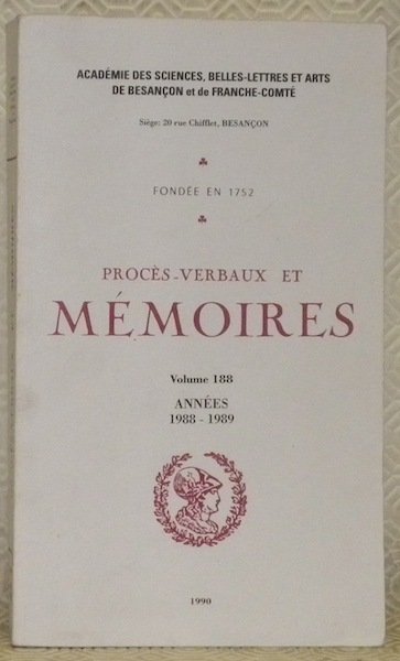 Procès-verbaux et mémoires, volume 188, années 1988 - 1989.