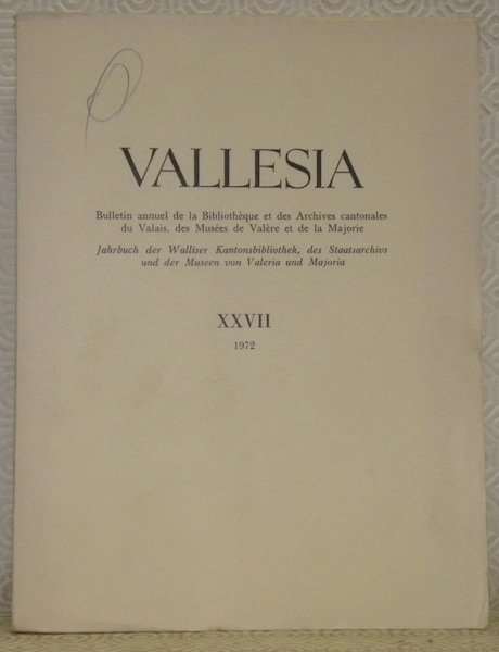 Vallesia, XXVII, 1972. Bulletin annuel de la Bibliothèque et des … | Immagine principale