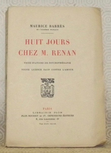 Huit Jours chez M. Renan. Trois stations de psychotérapie toute … | Immagine principale