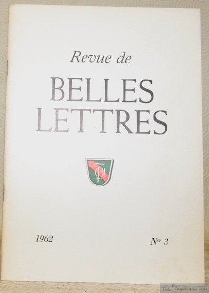 La Revue de Belles-Lettres 1962, n° 3. R B L. | Immagine principale