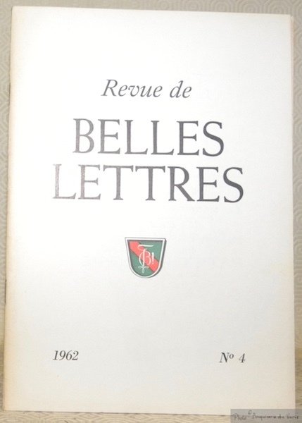 La Revue de Belles-Lettres 1962, n° 4. R B L. | Immagine principale