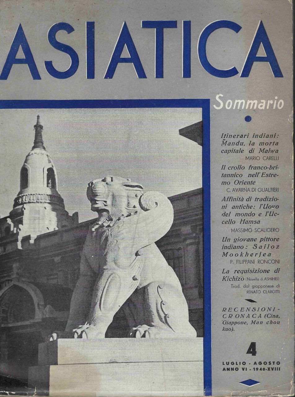 Asiatica . 4. Luglio Agosto 1940. Anno Vi