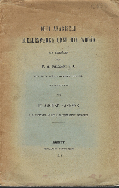 Drei Arabische Quellenwerke Uber Die Addad