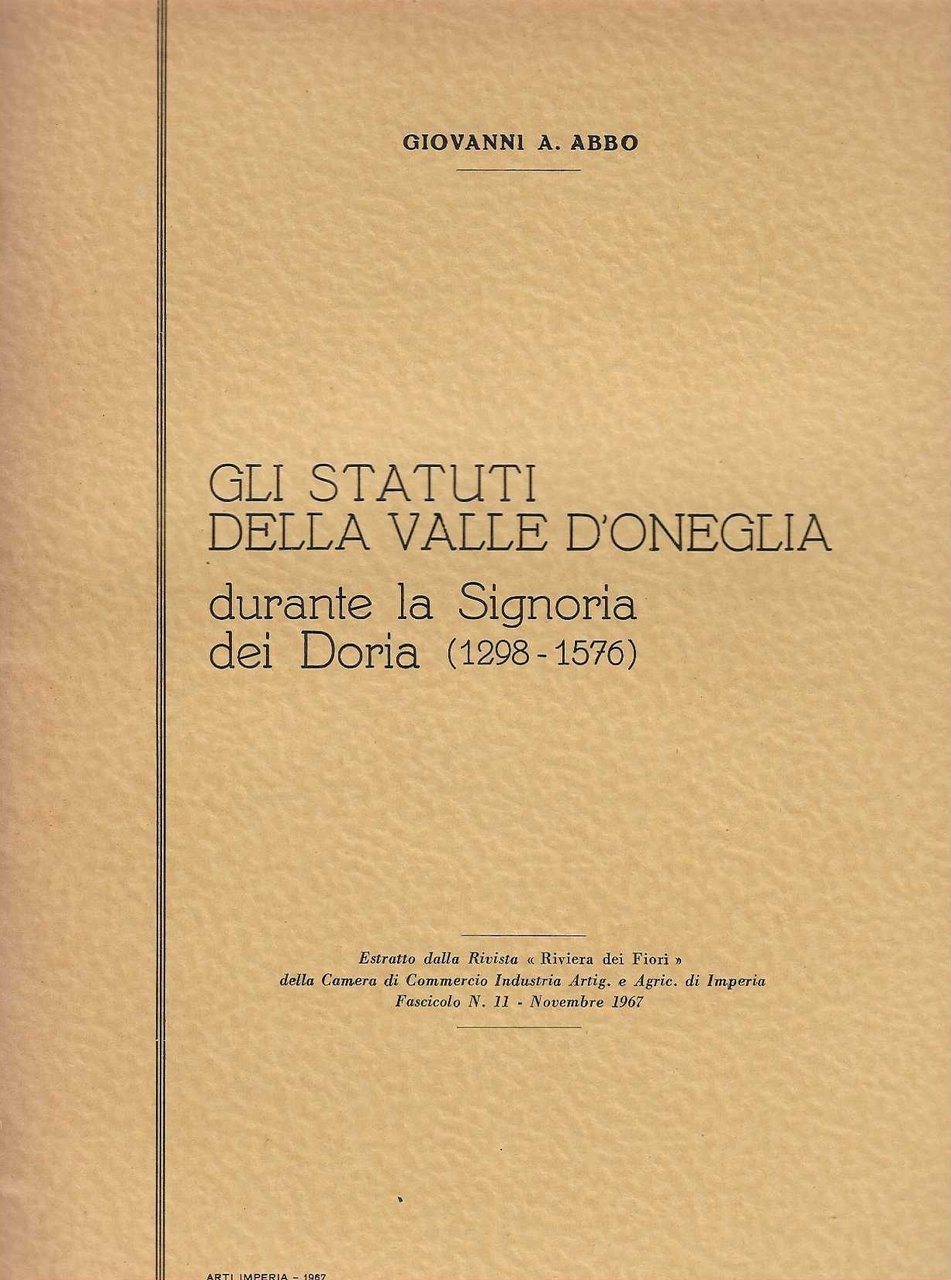 Gli statuti della valle d'oneglia