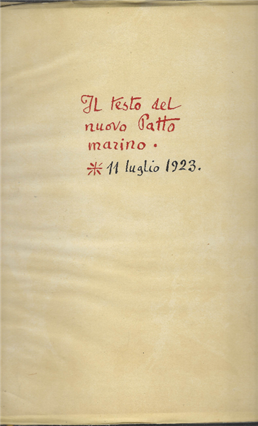 Il Testo Del Nuovo Patto Marino - 11 Luglio 1923