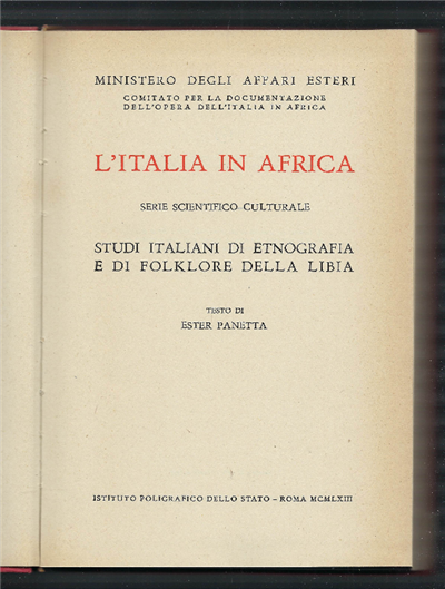 L'italia In Africa Serie Scientifico Culturale Studi Italiani Di Etnografia …