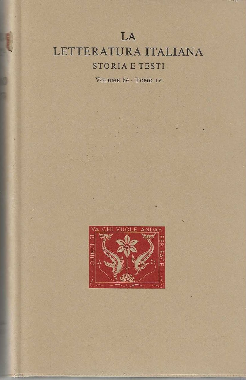 La Letteratura Italiana . Storia e testi . volume 64. … | Immagine principale