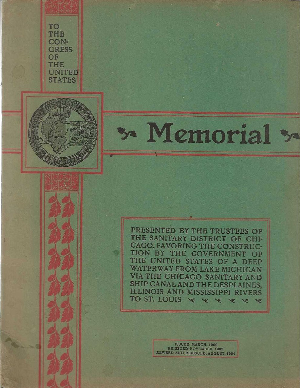 Memorial presented by the Trustees of the Sanitary District of …