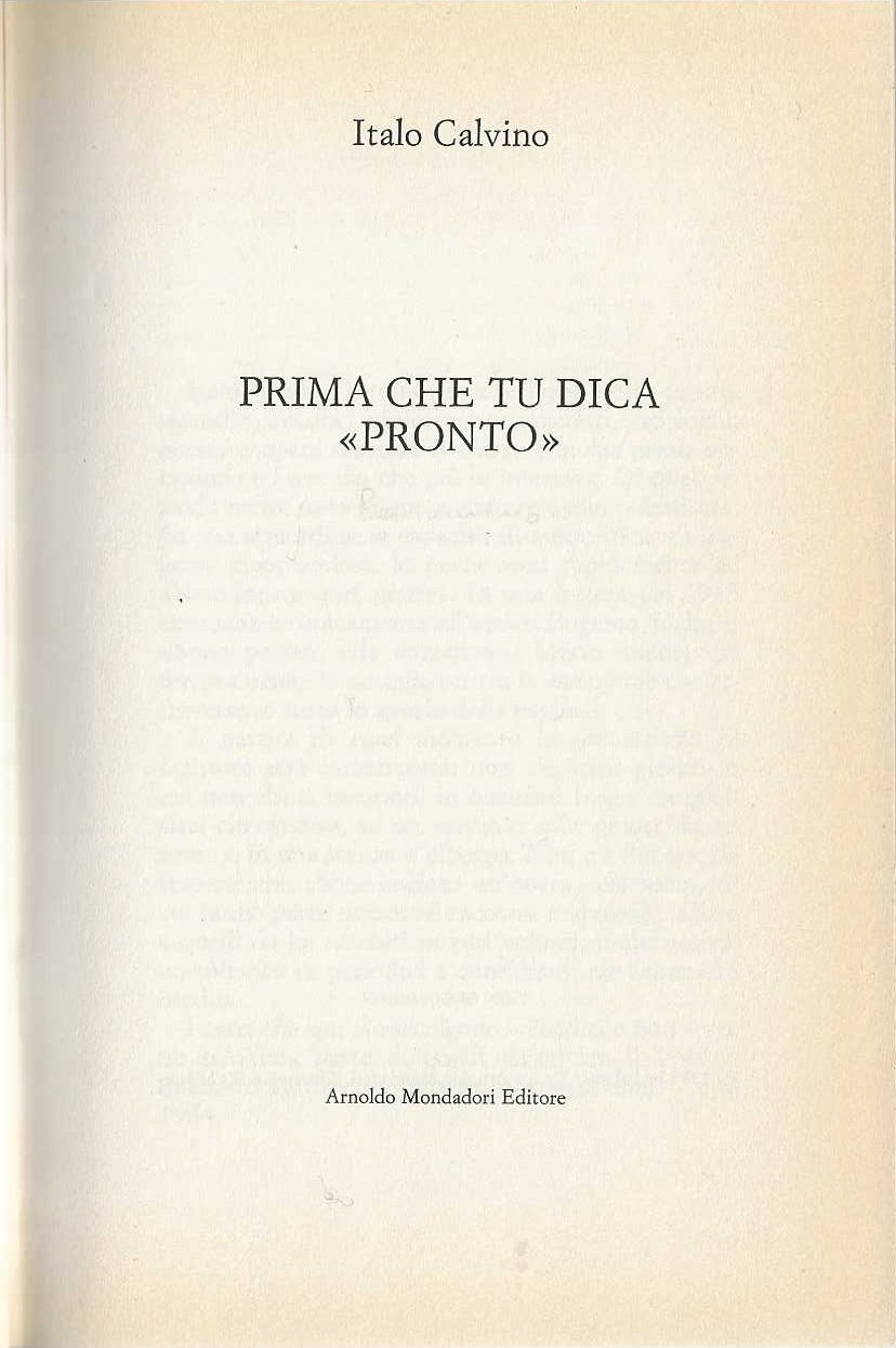 Prima che tu dica "pronto"