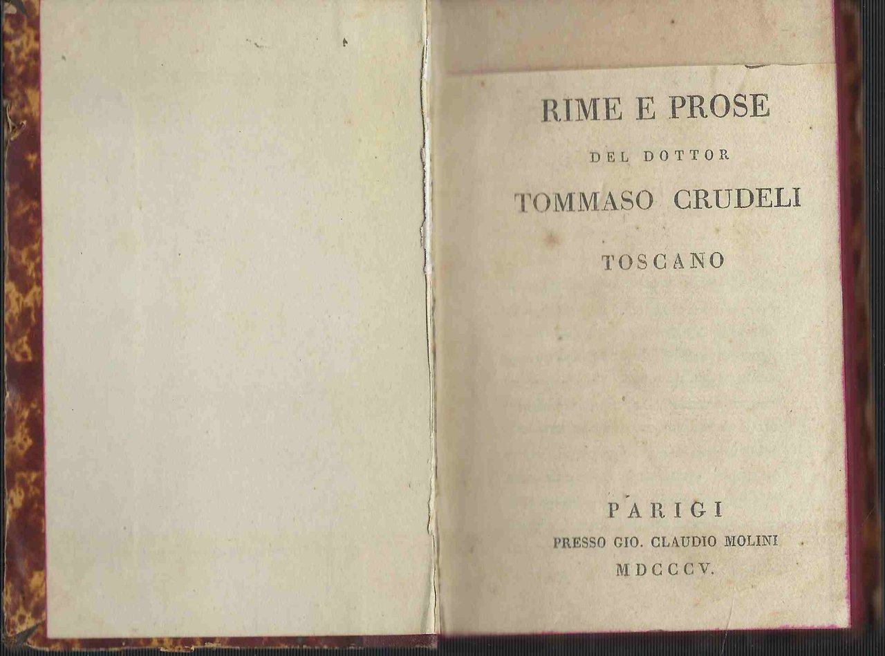 Rime e Prose del Dottor Tommaso Crudeli Toscano