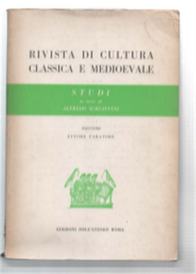 Rivista Di Cultura Classica E Medioevale Anno Vii - Numeri …