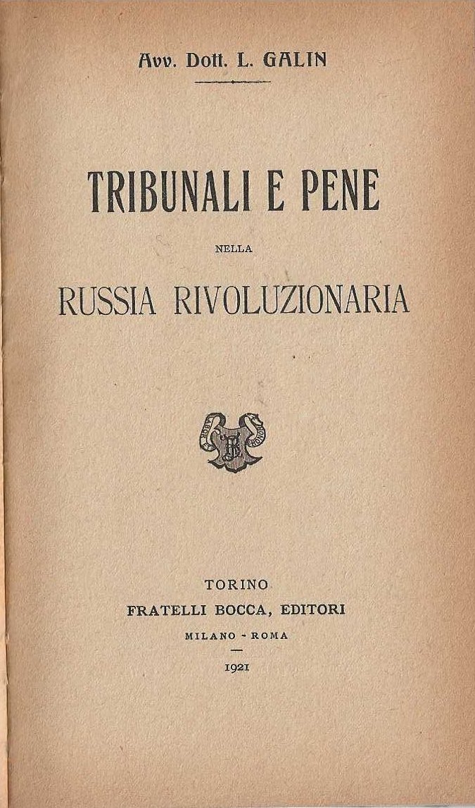 Tribunali e Pene nella Russia rivoluzionaria