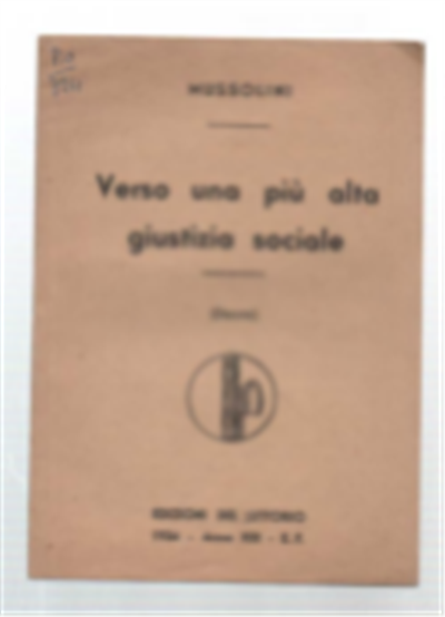 Verso Una Più Alta Giustizia Sociale (Discorsi)