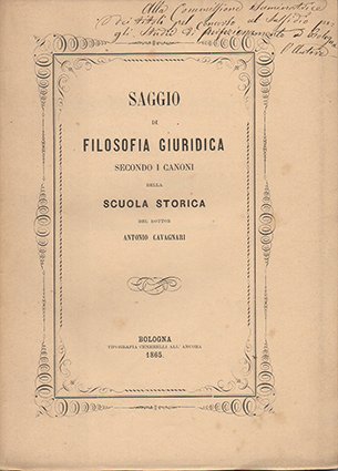 Saggio di filosofia giuridica secondo i canoni della scuola storica