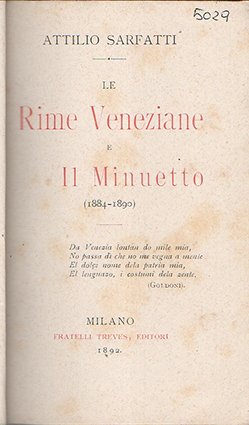 Le rime veneziane e Il Minuetto (1884-1890)