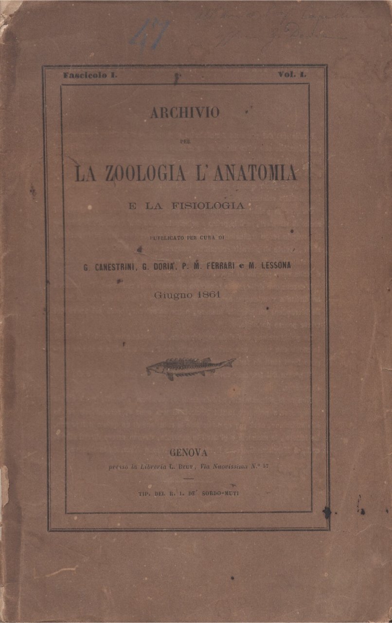 Archivio per la zoologia l'anatomia e la fisiologia