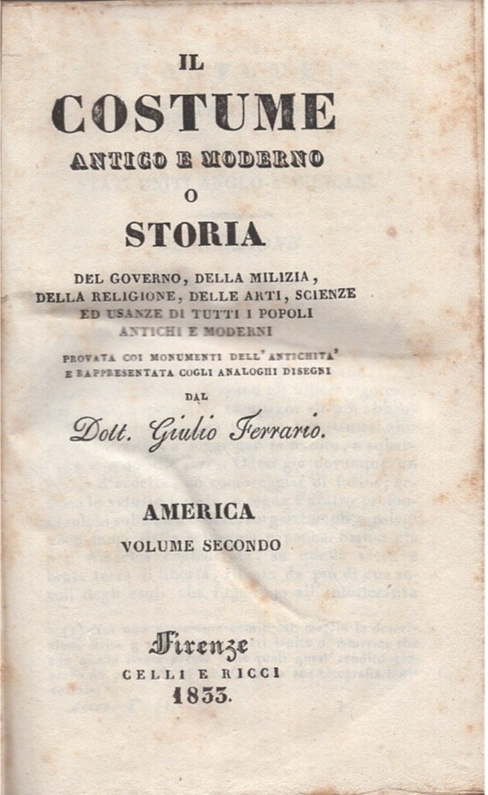 Il costume antico e moderno. America volume secondo