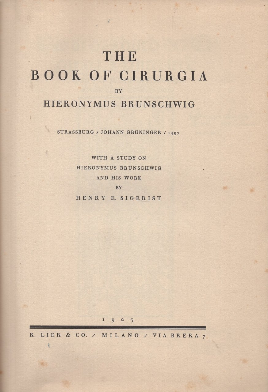 The book of Cirurgia by Hieronimus Brunschwig