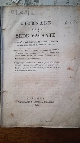 Giornale della sede vacante come è stato pubblicato a Roma …