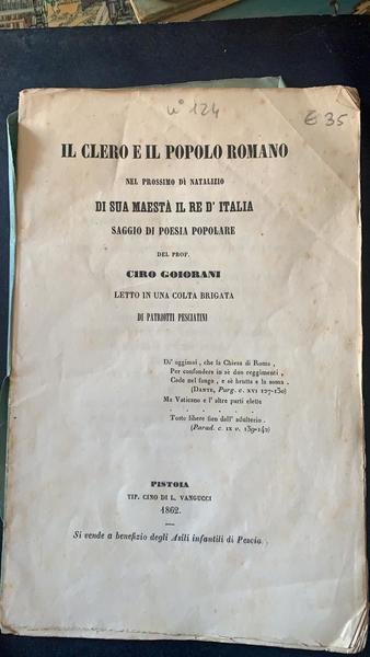 Il clero e il popolo romano nel prossimo dì natalizio …