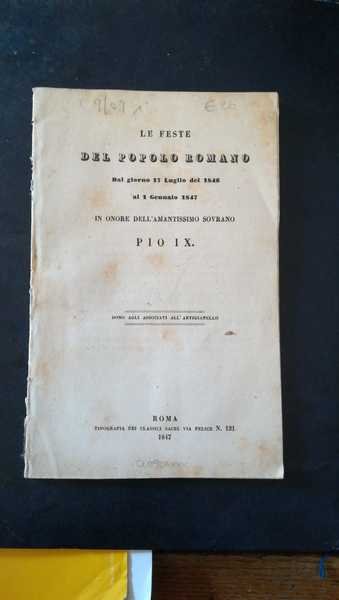 Le feste del popolo romano dal giorno 17 luglio del …