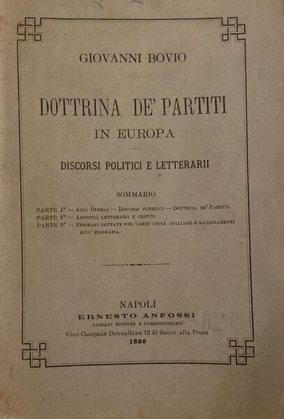 Dottrina dei partiti in Europa. Discorsi politici e letterari