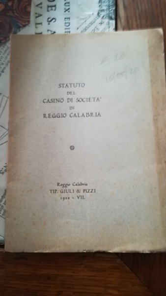 Statuto del casino di società in Reggio Calabria