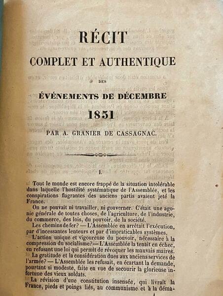 Recit complet et authentique des aevenement de decembre 1851