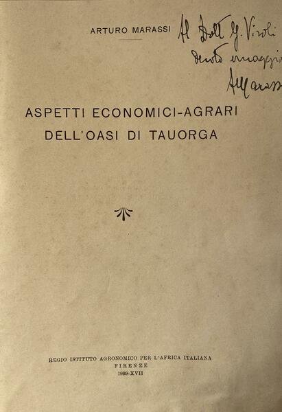 Aspetti economici-agrari dell'oasi di Tauorga