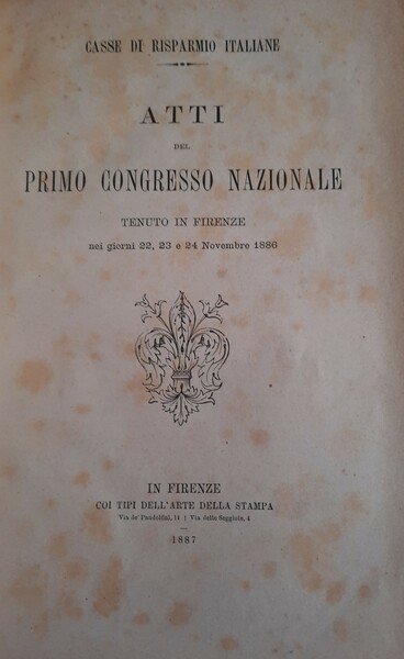 Atti del primo congresso nazionale tenutasi a Firenze nei giorni …
